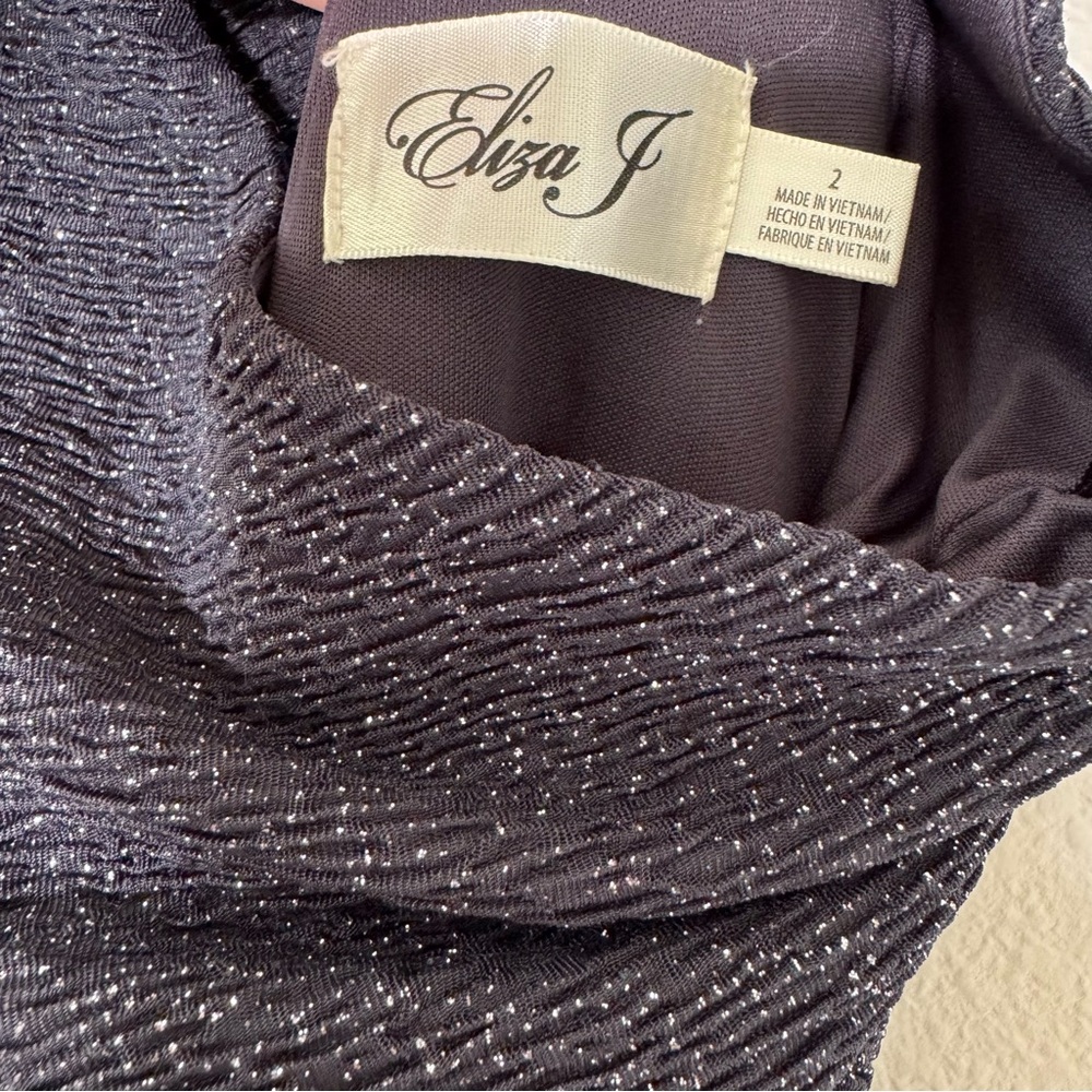 Eliza J Shimmer Black‎ twist halter ruched mini dress size 2 - Picture 7 of 10